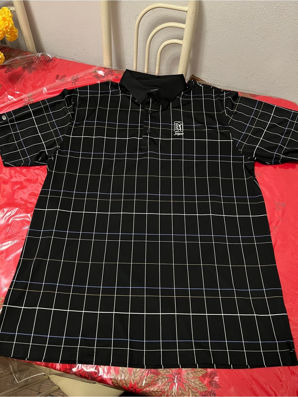 greg Norman “TPC” Sawgrass Black Striped Polo Shirt Men XL Excellent Condition
